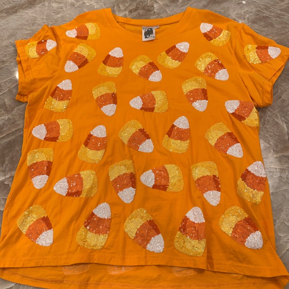 Orange Candy Corn Queen of Sparkles T-Shirt